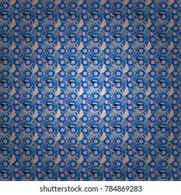 Doodle style, spring floral background. Vector flower pattern. Colorful seamless botanic pattern, detailed flowers illustrations in pink, neutral and blue colors.