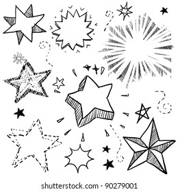 Doodle style star, explosion, and firework vector illustration.  Can also be used as stickers or badges.