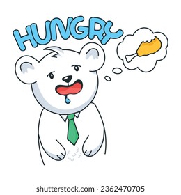 Doodle style sticker of a hungry bear