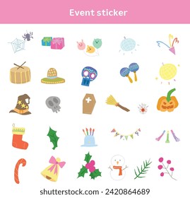 Doodle Style Sticker icon Set