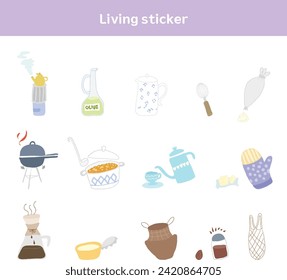 Doodle Style Sticker icon Set