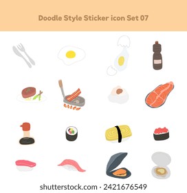 Doodle Style Sticker icon Set