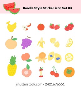 Doodle Style Sticker icon Set