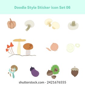 Doodle Style Sticker icon Set