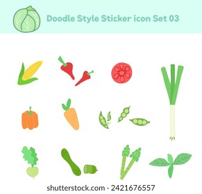 Doodle Style Sticker icon Set