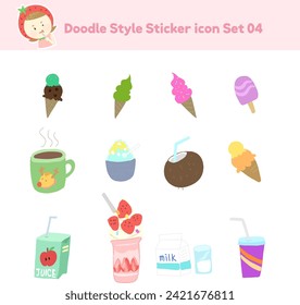 Doodle Style Sticker icon Set