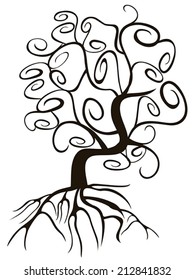doodle style swirl tree