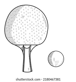 Doodle style of table tennis in vector format. Isolated illustration for banners, posters, logo.