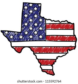Doodle style Texas is America illustration in vector format.