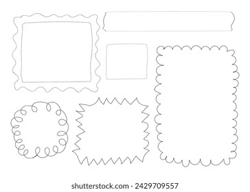 Doodle style text frames with black decorative shape outline on transparent background.