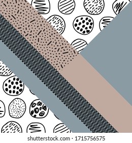 Doodle style texture, pattern and geometric elements. Modern abstract design poster, cover, card design.