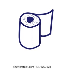 Doodle style toilet roll. Vector illustration with a blue line like ink ballpoint pen.