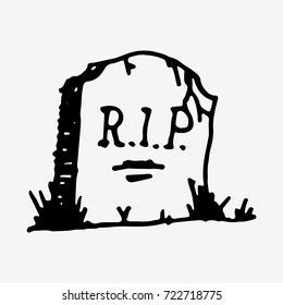 Doodle style tombstone with RIP engraving. Sketch