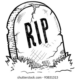 Doodle Style Tombstone Rip Engraving Sketch Stock Vector (Royalty Free ...