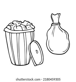 Doodle style trash can sketch in vector format.