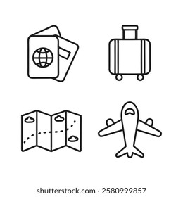 Doodle Style Travel and Adventure Essentials Icons