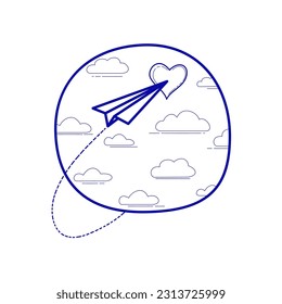 Doodle style travel icon, planet. Blue stroke. 