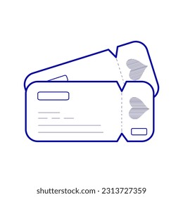 Doodle style travel icon, tickets. Blue stroke. 