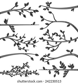 Doodle Style Tree Branch Silhouettes Vectors