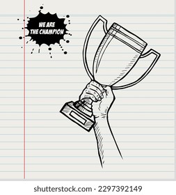 Doodle style trophy sketch in vector format on white paper background