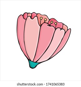 elemento vector estilo doodle, pintoresco, hermosa flor floreciente, color