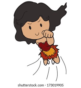 doodle style vector female action hero