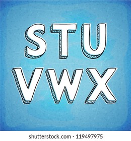 Doodle Style Vector Hand Drawn Alphabet S-X