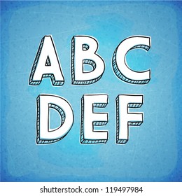 Doodle Style Vector Hand Drawn Alphabet A-F