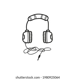 auriculares vectoriales estilo doodle. ilustración simple.