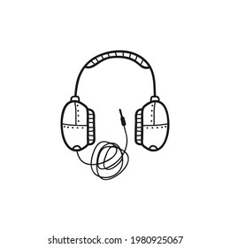 auriculares vectoriales estilo doodle. ilustración simple.