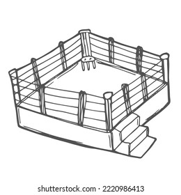 Doodle-Stil, Vektorgrafik eines Boxrings auf weißem Hintergrund