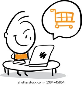 
Doodle style vector illustration object isolated hand draw - shopping online internet