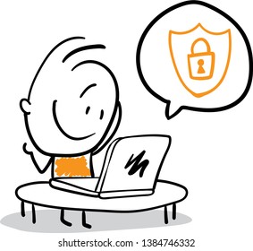 
Dibujo manual aislado con objeto de ilustración vectorial de estilo Doodle - seguridad en Internet