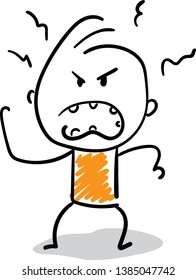 Doodle style vector illustration object isolated hand draw, angry mad man 