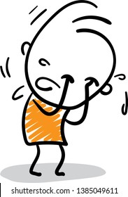 Doodle style vector illustration object isolated hand draw, man cry