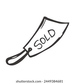 doodle style vector illustration. sign with the inscription sold.