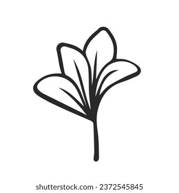 Doodle style vector illustration. Simple element of twig and leaves. Hand drawn simple icon.