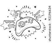 Doodle style video game controller illustration in vector format with retro 1970s pop background