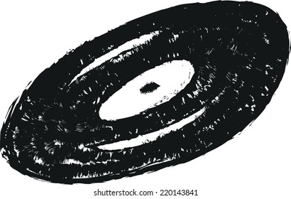 Doodle style vinyl record illustration