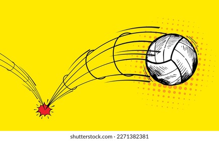 Doodle style volleyball sports, vector illustration 