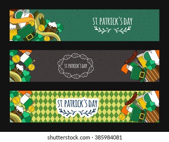 Doodle style web banner design for Patrick day beer festival in 17 march