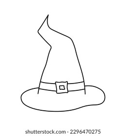 Doodle style witch hat, hand drawn halloween hat