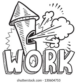 Doodle style work is done whistle illustration in vector format.  Includes text and blowing whistle.
