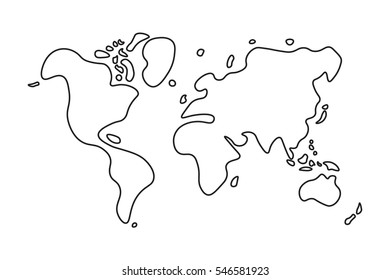 Doodle style world map . 