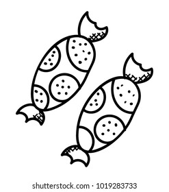 
Doodle style wrapped candies icon
