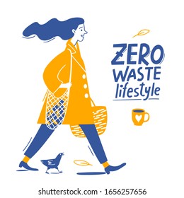 Doodle style zero waste life style vector design card. Good for motivational nature lifestyle card or poster 