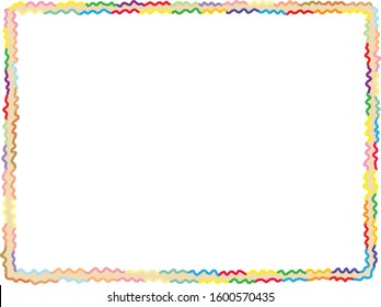 doodle styled border consists of two colorful zigzag lines filled with yellowish brown color in between. 