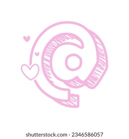 Correo electrónico con estilo Doodle con corazón