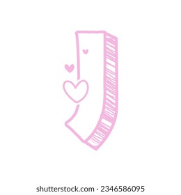 Letra con estilo Doodle con corazón