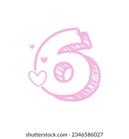 Doodle Styled Number with a Heart